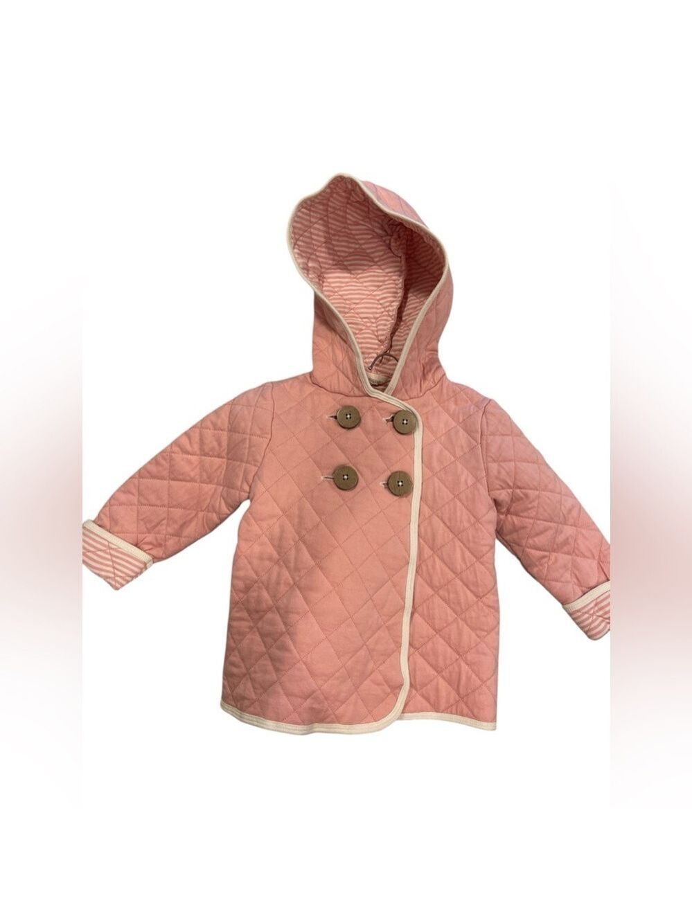 Burt's Bees Baby Organic Cotton Quilted Pink Jacket With Hood Size: 18 Months